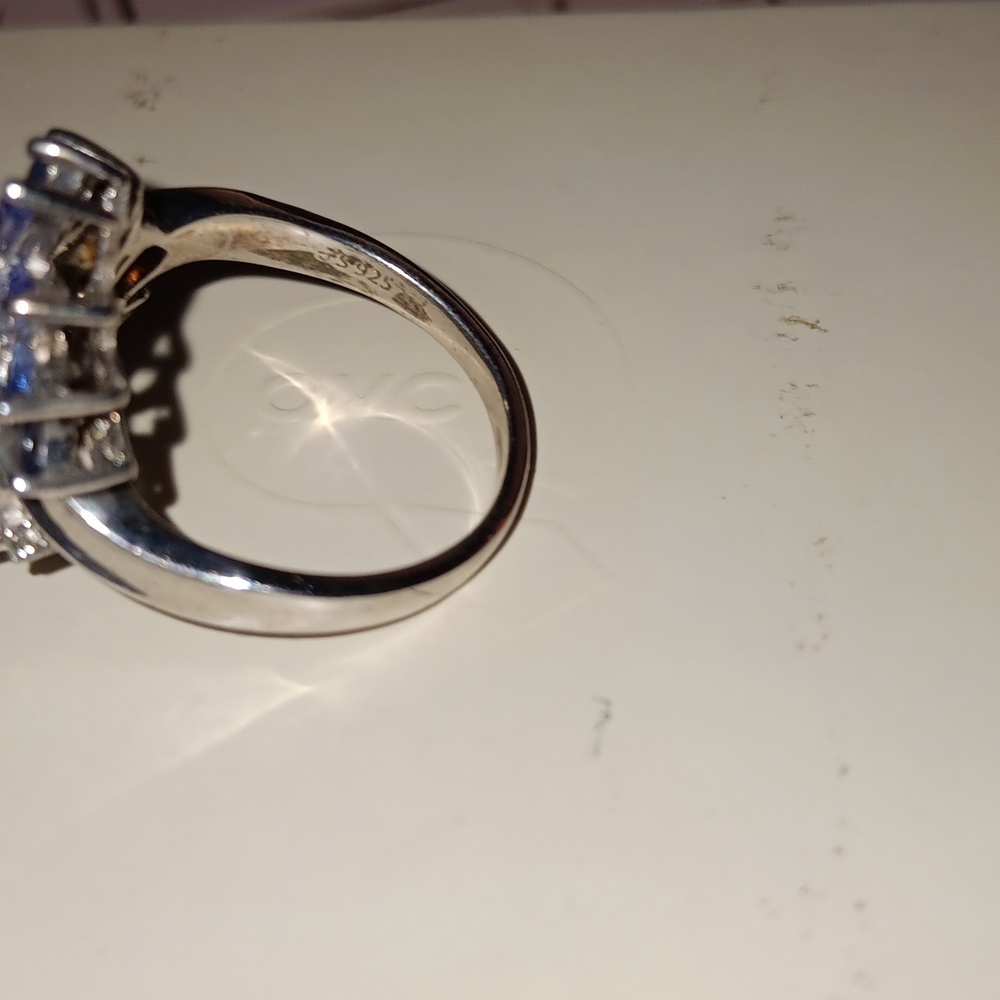 Stunning Designer JS 925 Sterling Silver Tanzanite Cluster Ring - Size 8 - Picture 6 of 9